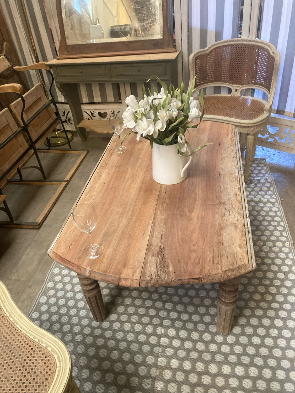 Round farmhouse coffee table