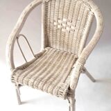 White rattan armchair for children