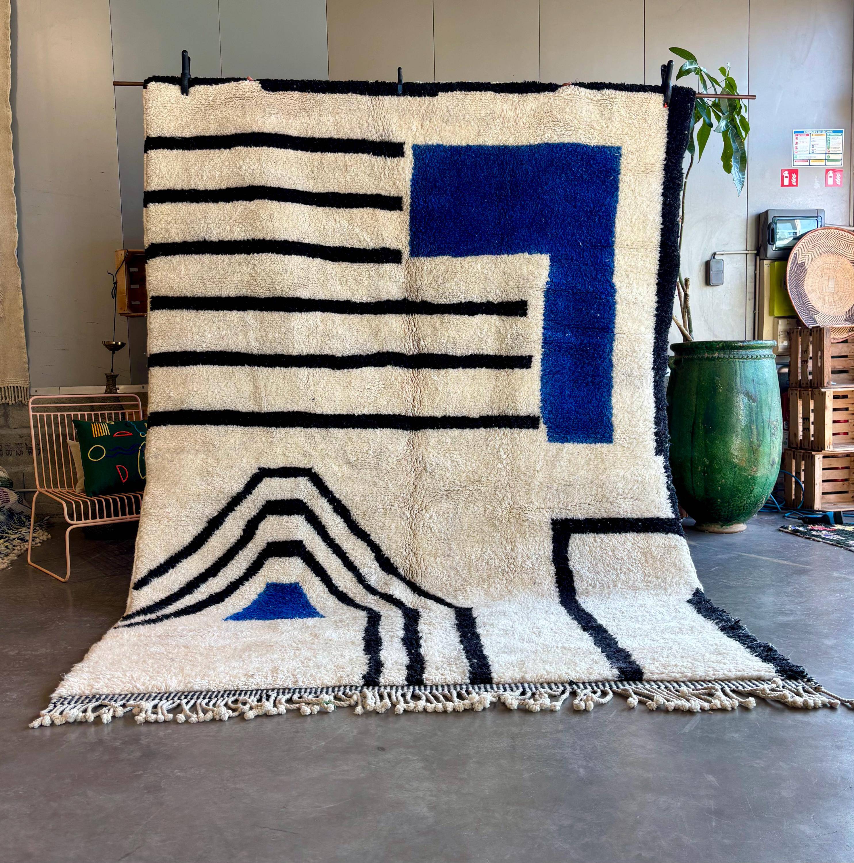 Berber rug natural wool Morocco 3 x 2 m