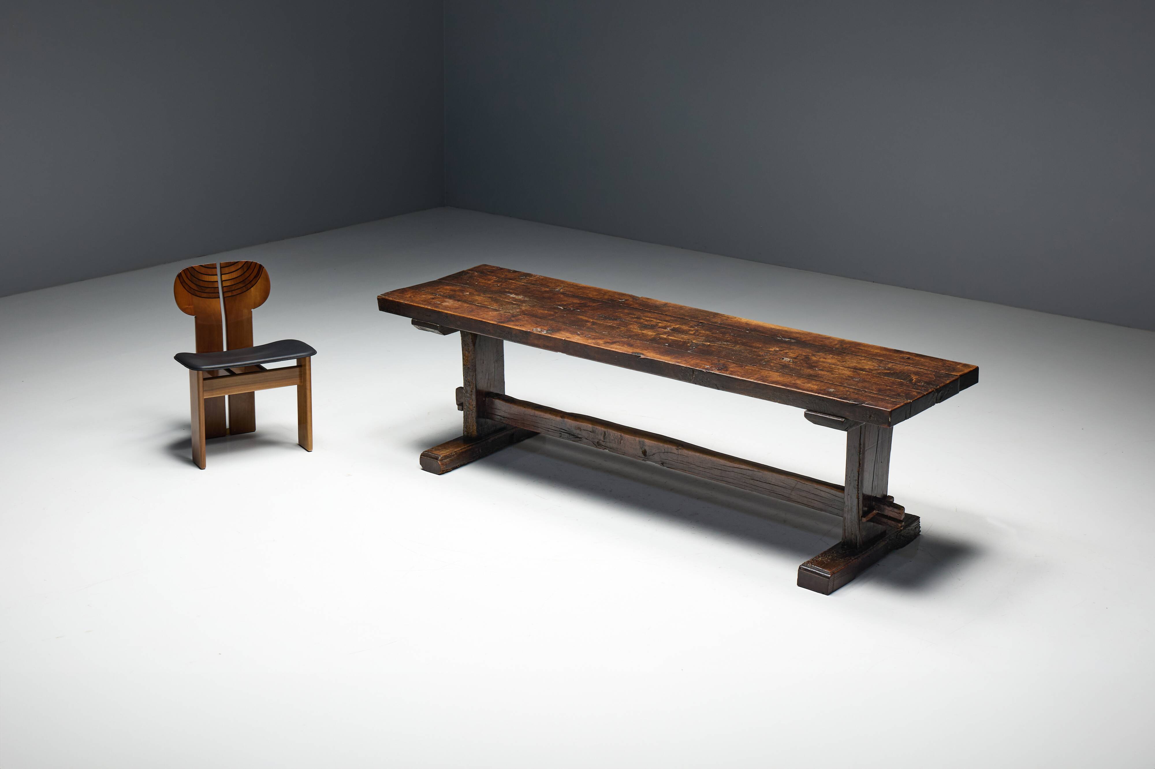 Robust Travail Populaire Farm Table, France, 19th Century