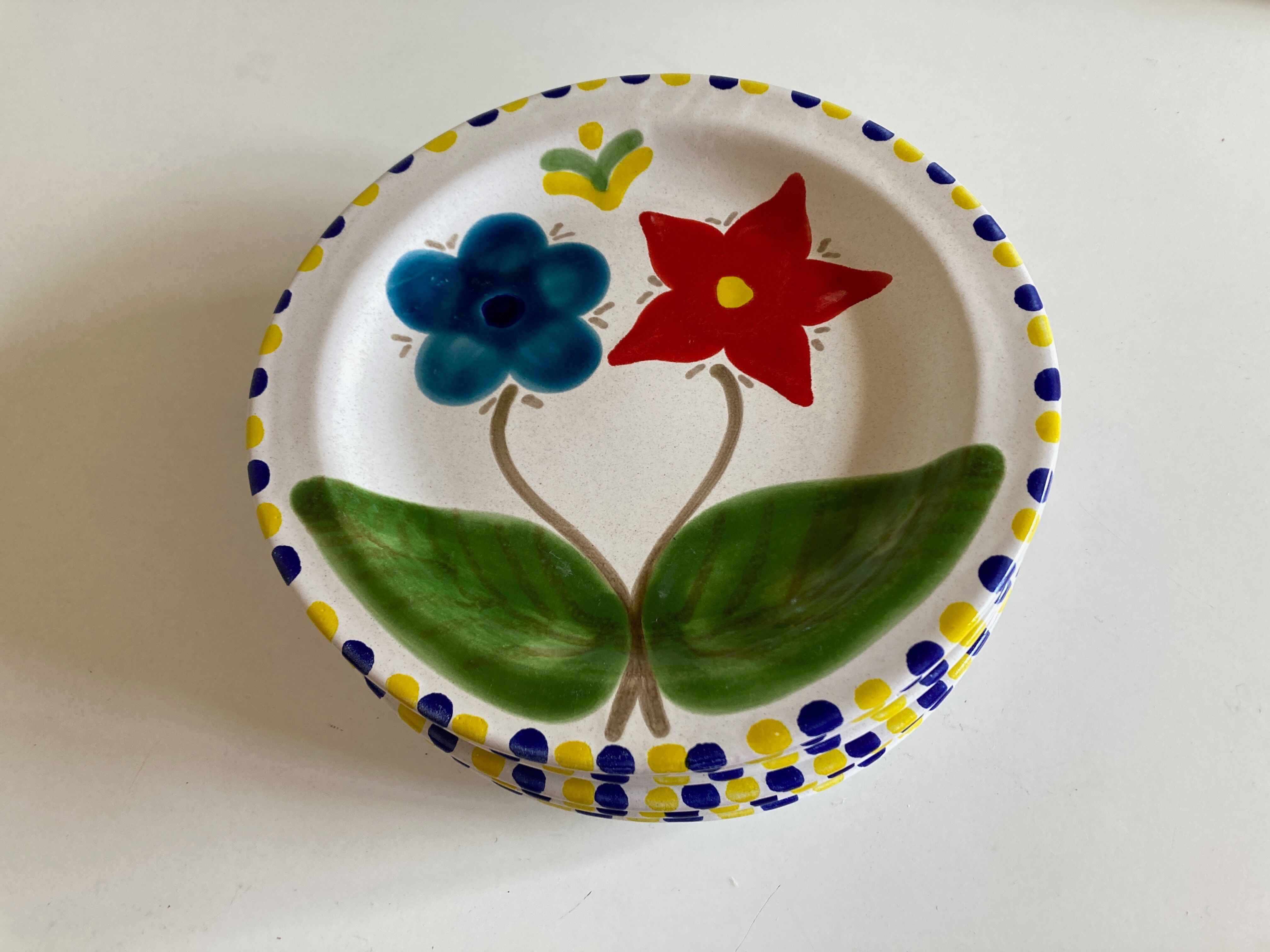 Set of 6 plates De Simone in glazed earth 1970 Italian work