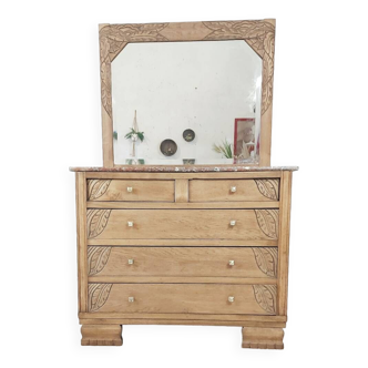 Art deco chest of drawers with mirror