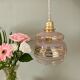 Suspension tulipe vintage art déco en verre rose et doré