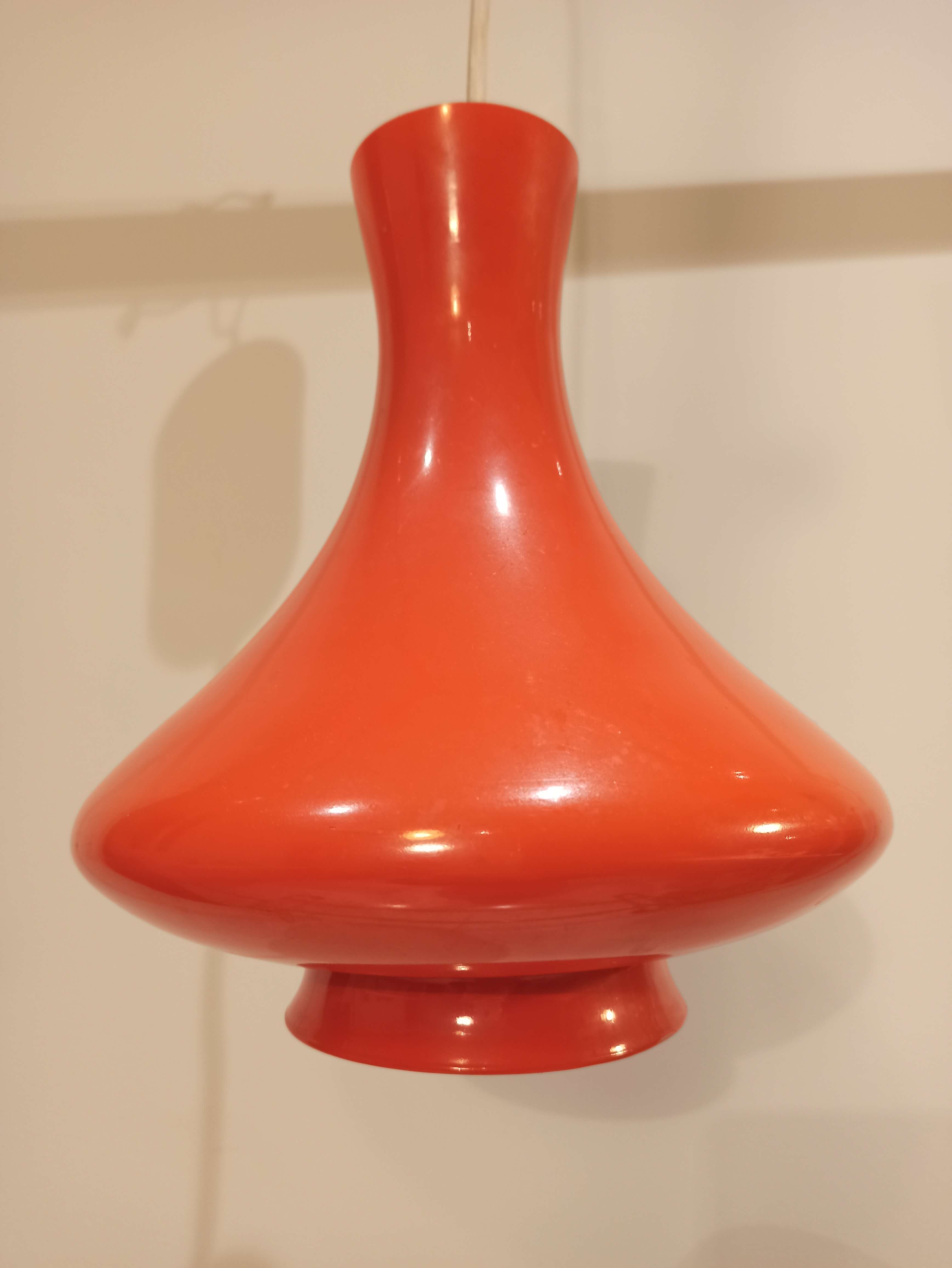 Vintage 1970s orange glass pendant lamp