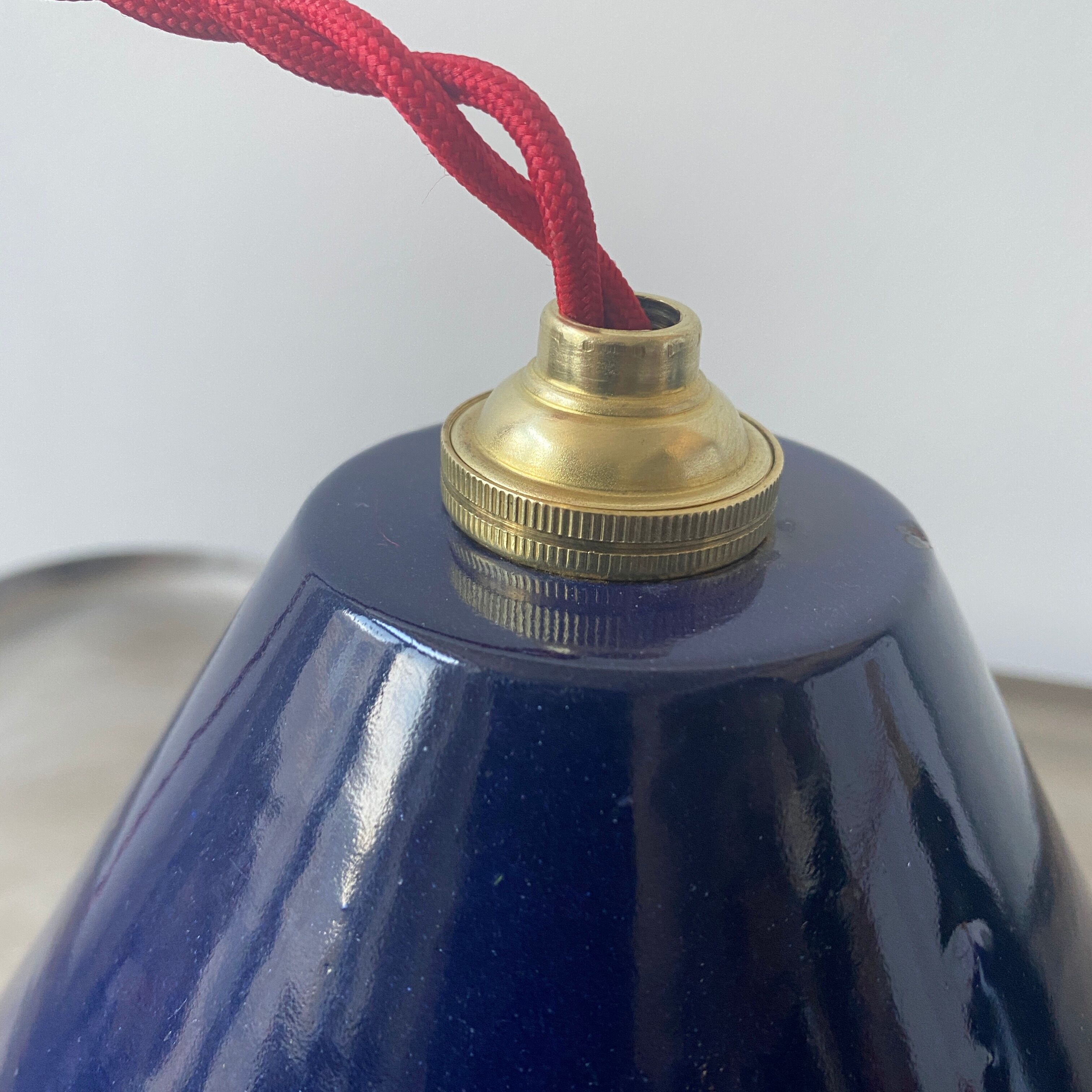 Lot 2 industrial suspensions blue emaillees 20 cm