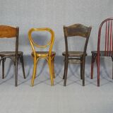 Set of 4 bistro chairs 1910/1930 curved wood, thonet, fischel etc