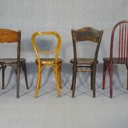 Set of 4 bistro chairs 1910/1930 curved wood, thonet, fischel etc