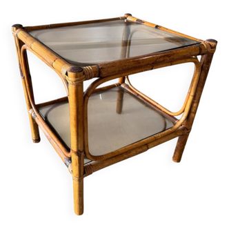 Table basse en rotin des années 70
