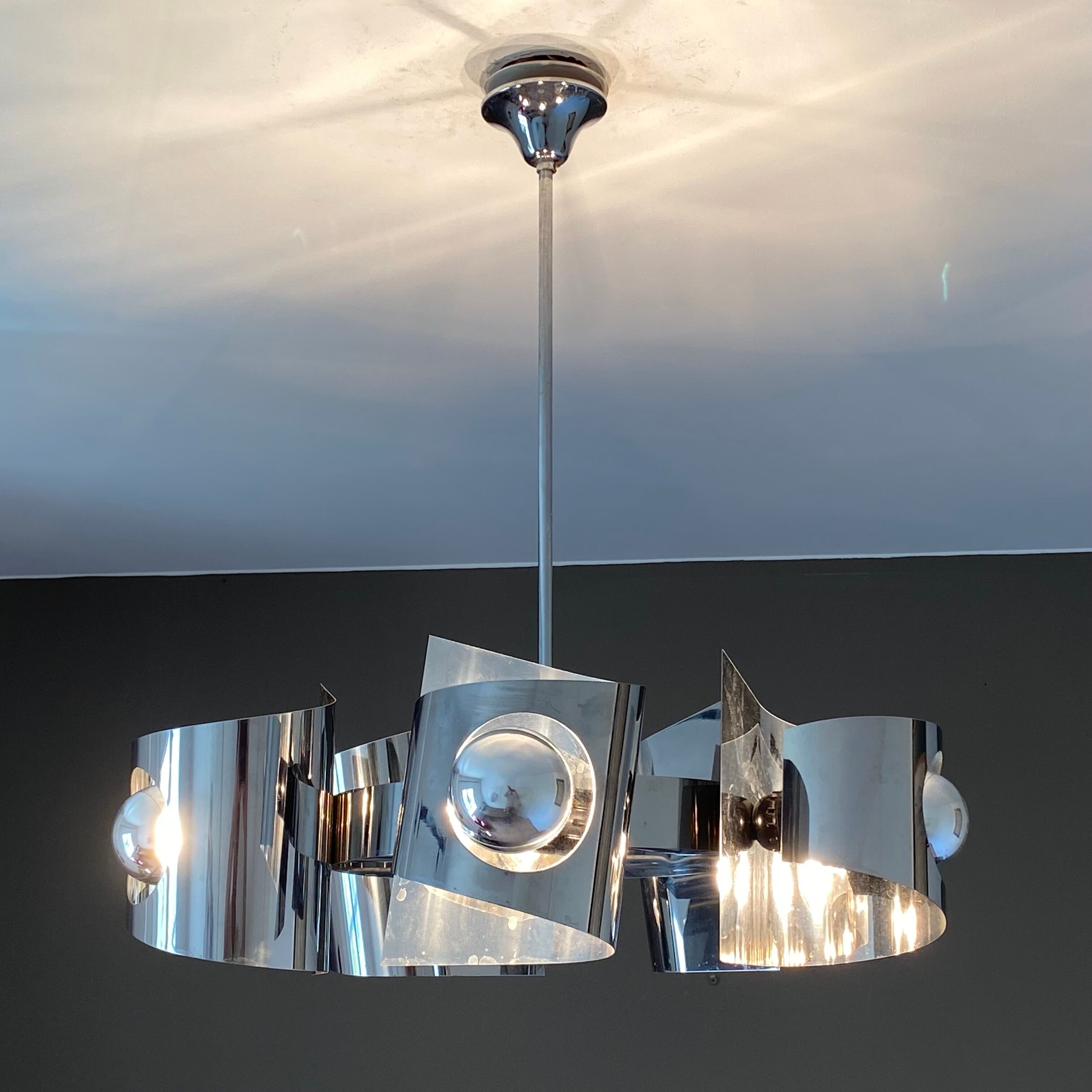Space age suspension. 1970. chromed stainless steel