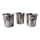 Set of 3 small silver 970 sterling cups with enamelled flags from the 20th century.