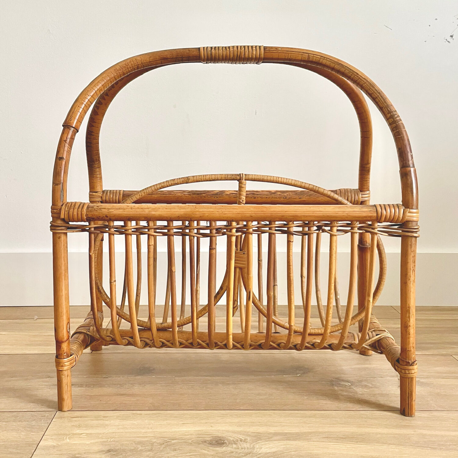 Rattan magazine holder