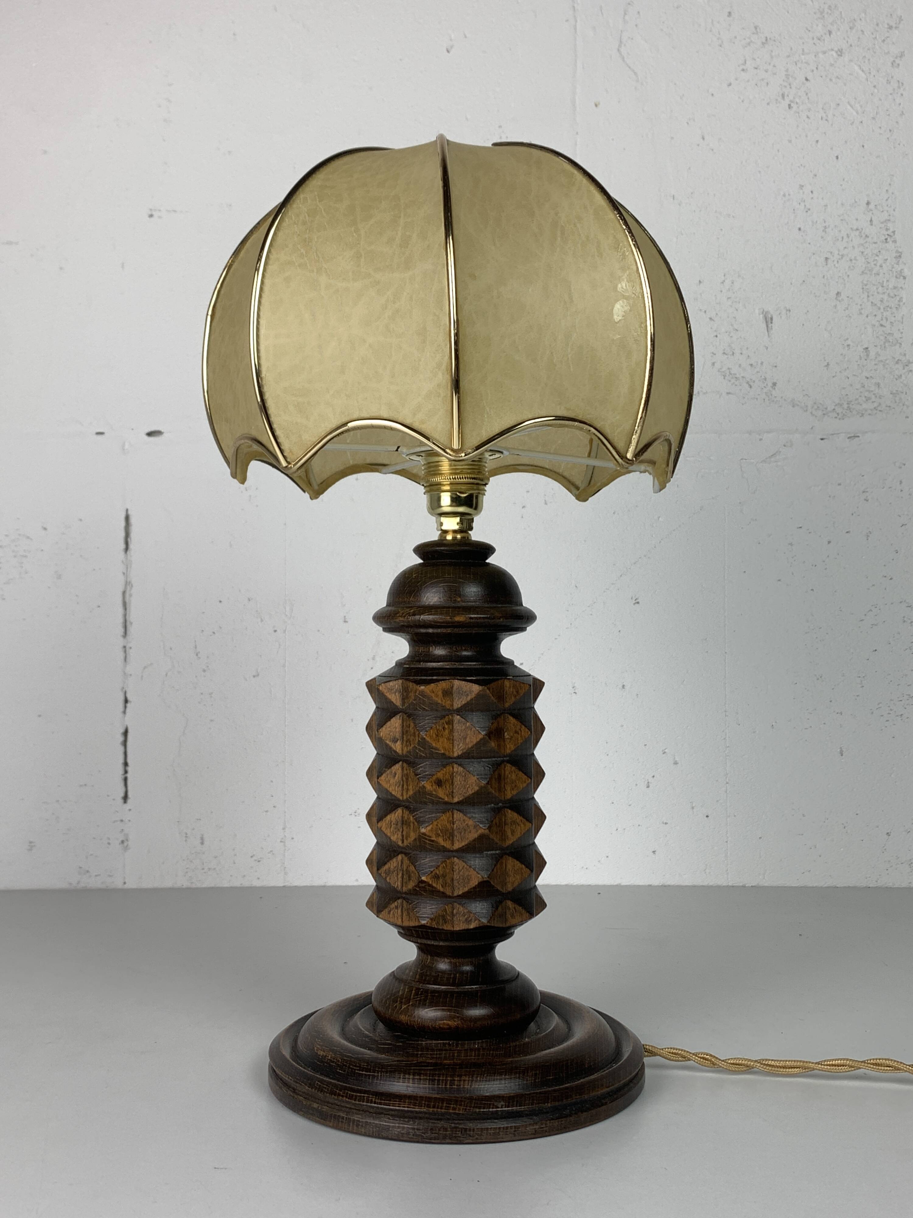 Wood Turned Mushroom Cocoon Table Lamp in the style of Charles Dudouyt