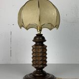 Wood Turned Mushroom Cocoon Table Lamp in the style of Charles Dudouyt