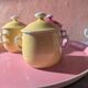 6 small porcelain cream pots from Limoges with a tray.