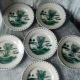 Series of 6 flat plates a decor d4bird of paradise pexonne fp