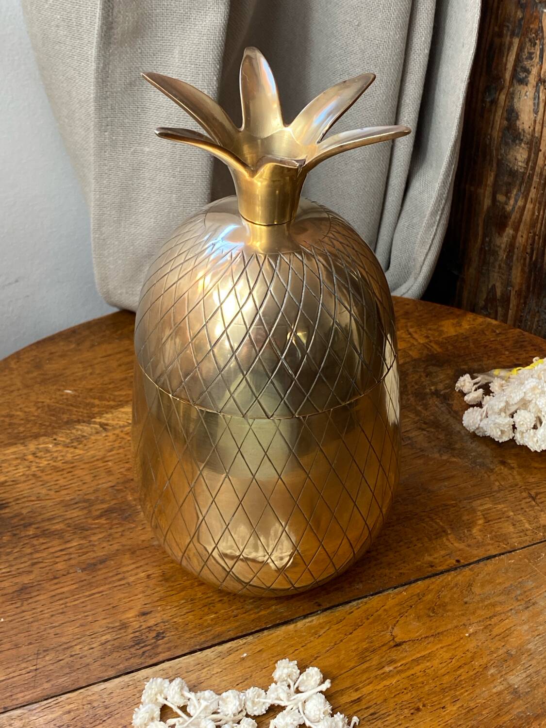 Chiseled brass pineapple