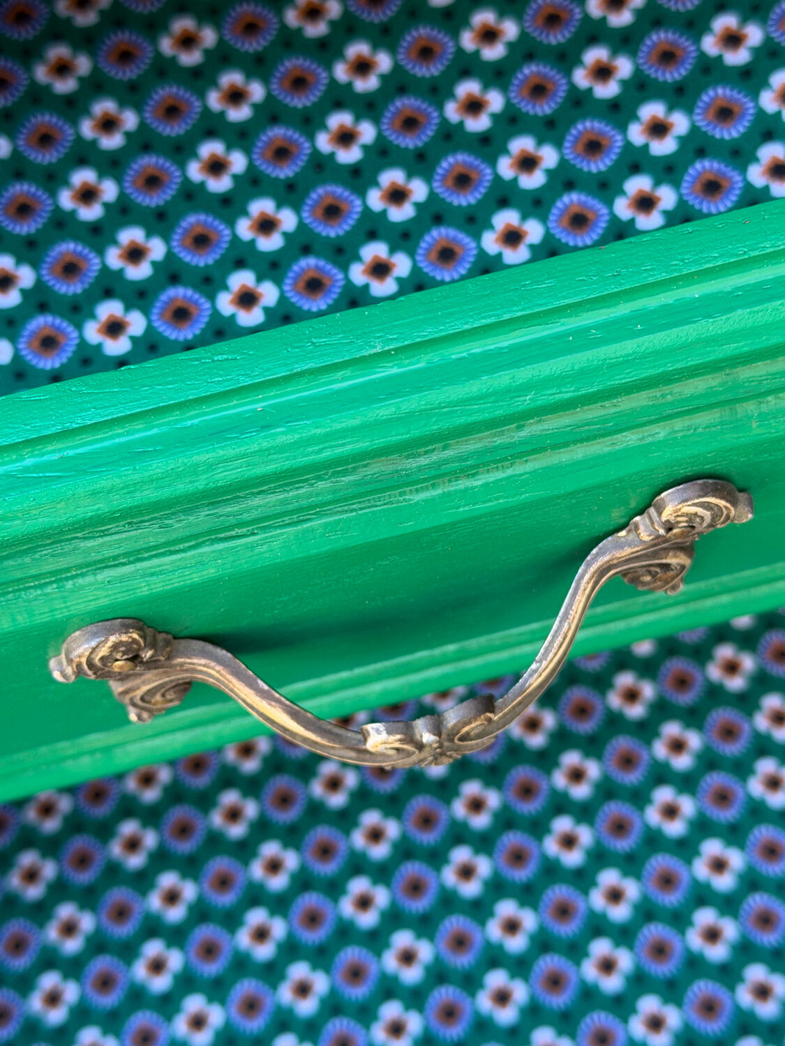 Vintage green oak chest of drawers from the 1960s.