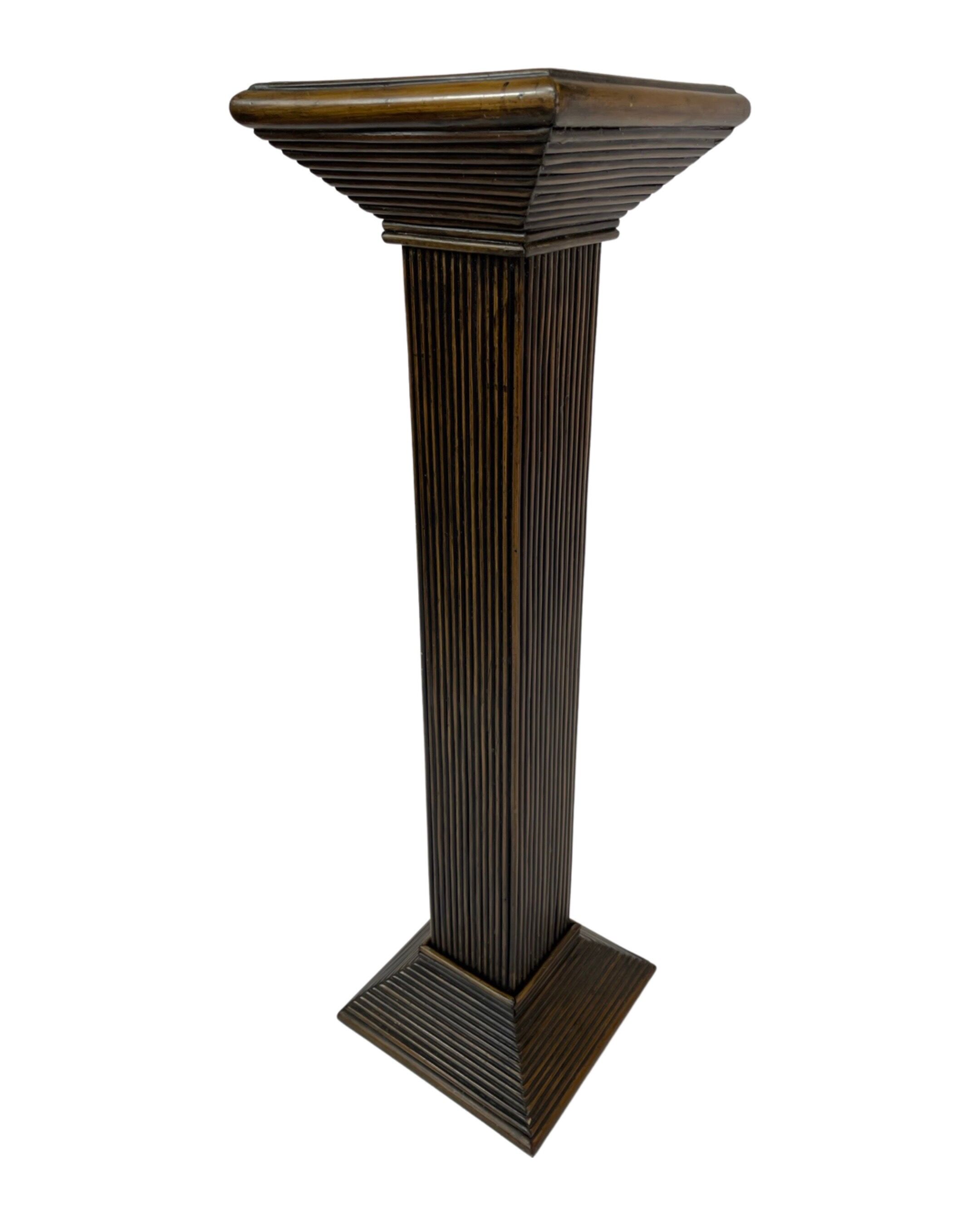 Colonne en rotin vintage bambou pilier années 70 rattan mcguire