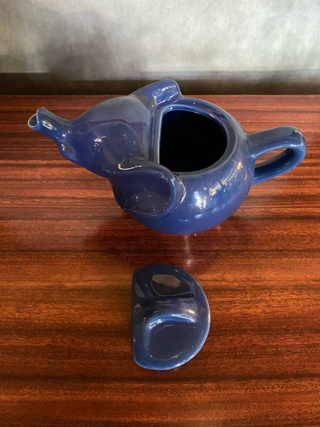 Antique elephant teapot blue ceramic vintage collection