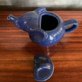 Ancienne théière éléphant céramique bleue collection vintage