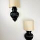 Pair of Art Deco wall lights with shades in glazed cast ceramic,Italy,1970s