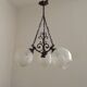 French Vintage 3 Light Bronze Effect Chandelier - Opaque Glass Ball Shades