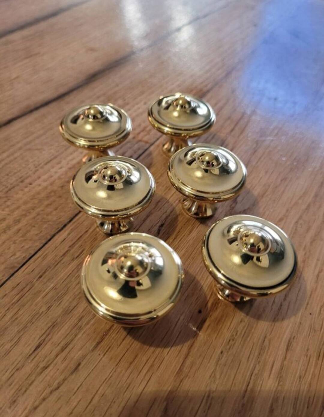 6 Polished Brass Furniture Knobs
