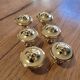 6 Polished Brass Furniture Knobs