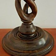 French tall wooden carved open weave barley twist table lamp base