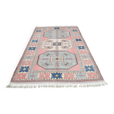 Dusty Pink Turkish Vintage Oushak Rug, 7x9 Area Rug For Living Room
