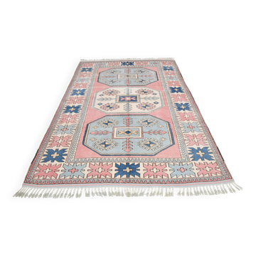 Tapis Oushak vintage turc rose