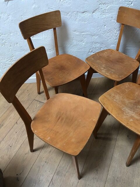 Lot de 4 chaises bistrot années 50