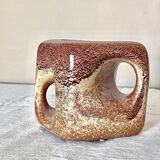 Bertoncello ,,screziato tabacco" glaze, cube vase italian vintage mid century from the 1970's by rob