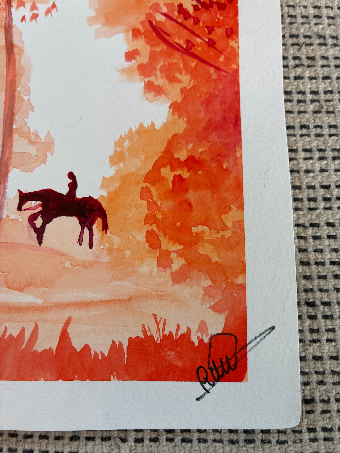 Aquarelle originale « Rêve orange » – Pièce unique