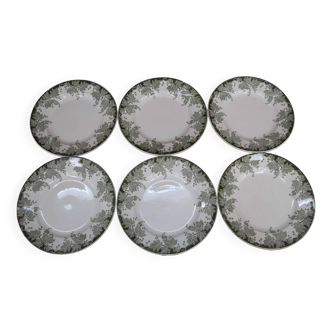 6 assiettes plates Terre de Fer modèle Platane St Amand