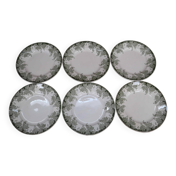 6 assiettes plates Terre de Fer modèle Platane St Amand