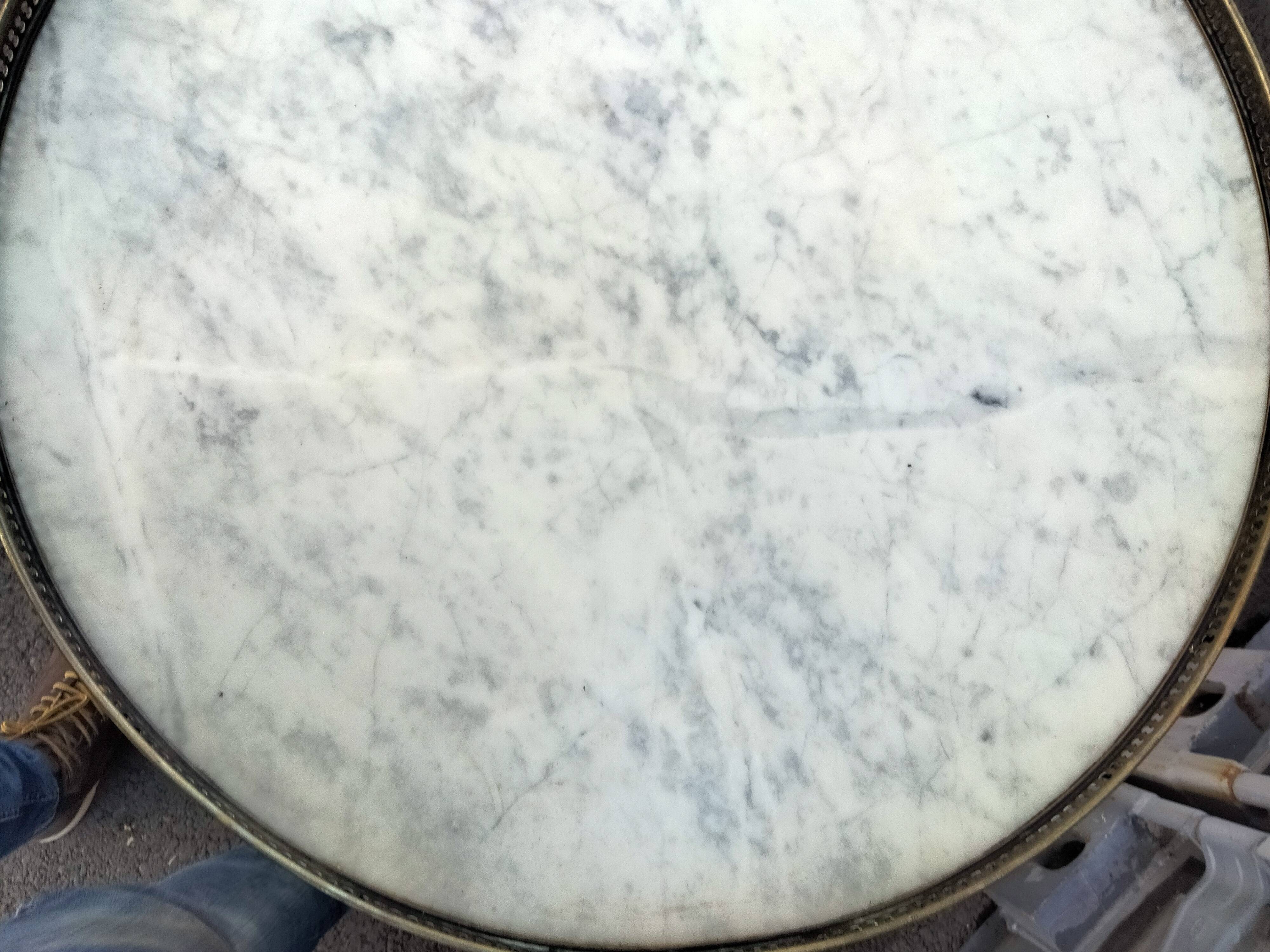 High table old hot water bottle Louis XVI style with marble top