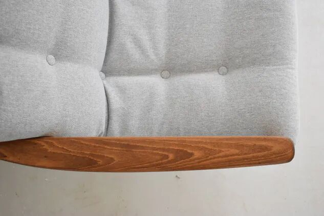 Scandinavian sofa in grey fabric and wood, 1960s