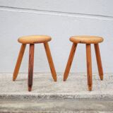 Pair of vintage stools, wooden stools, tripod stools, side stools, plant holders