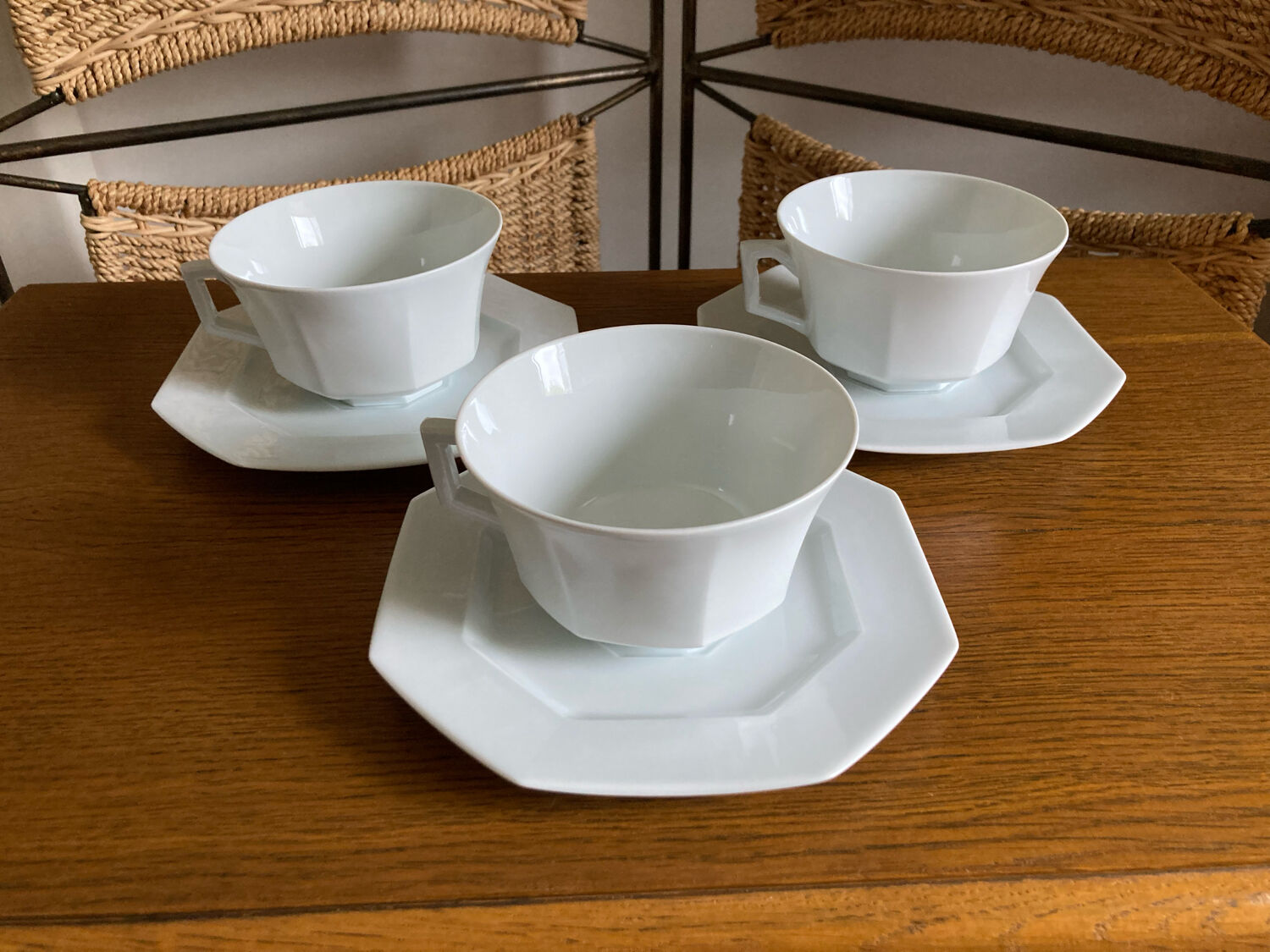 Trio of Limoges porcelain cups