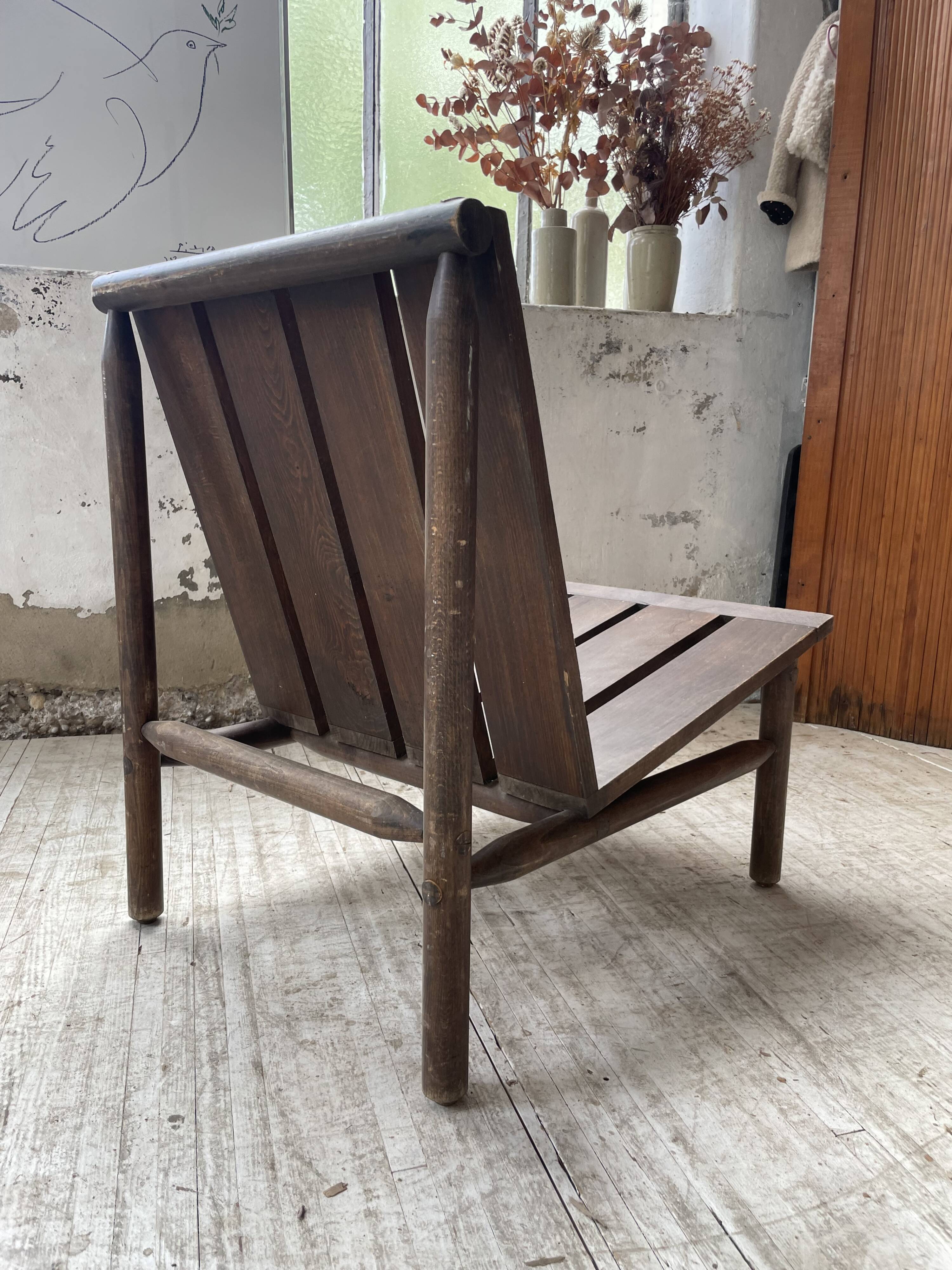 Modernist oak armchair