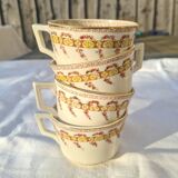 Tasses porcelaine opaque Gien début Xxieme