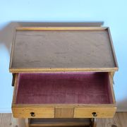 Lyre bedside table, cherry wood, 1960s.