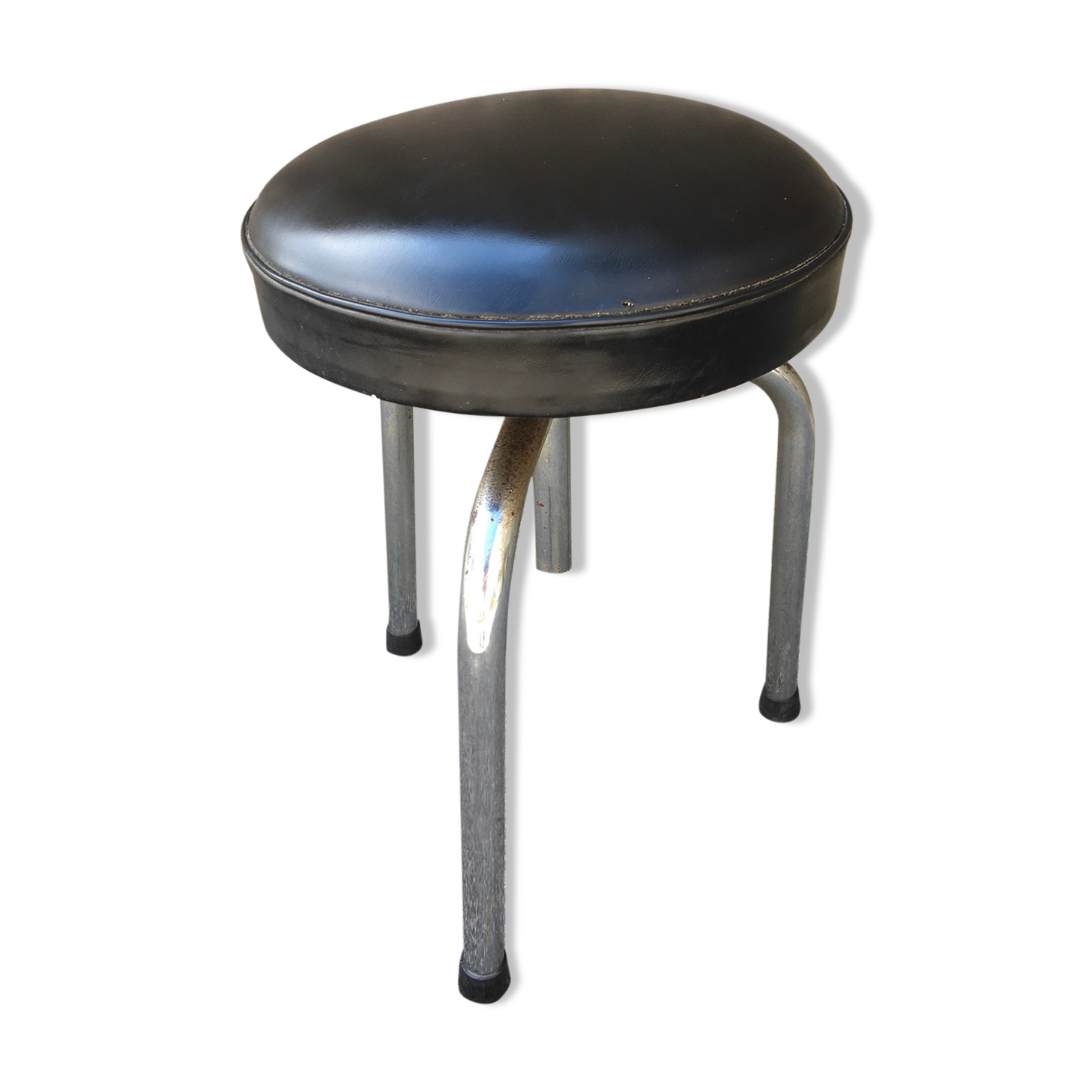 Stool in skaï and stainless steel