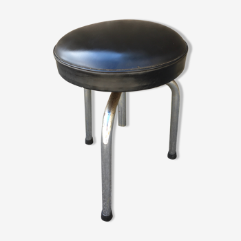 Stool in skaï and stainless steel
