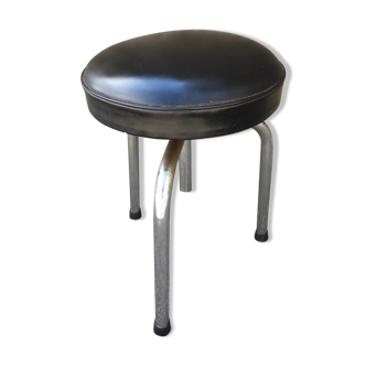 Stool in skaï and stainless steel