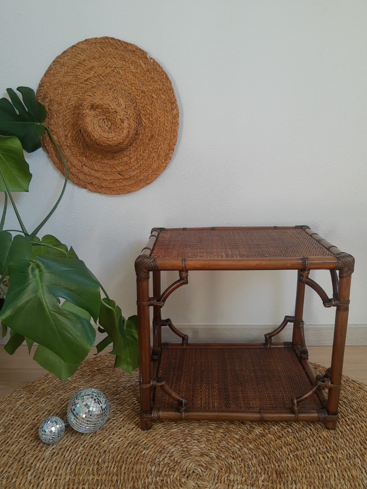 Vintage rattan side table