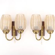 Pair of Graewe wall lights in brass and tinted glass, 1960s.