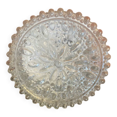Plafonnier, applique ancienne en verre moulé et métal blanc