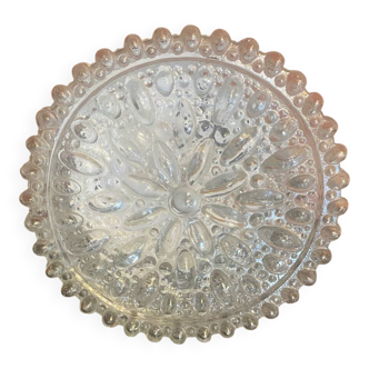 Vintage White Metal Support + Moulded Glass Ceiling Light Fixture